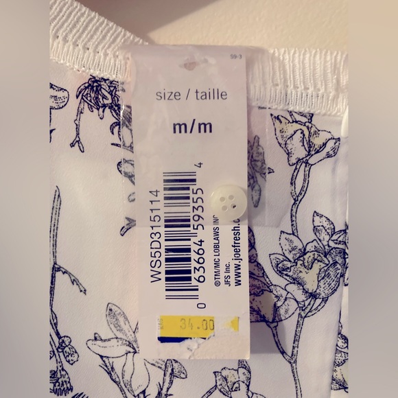 NWTS Joe Fresh White Floral Long Sleeve Dress Flower Print Spring Dress Size M - Picture 3 of 7